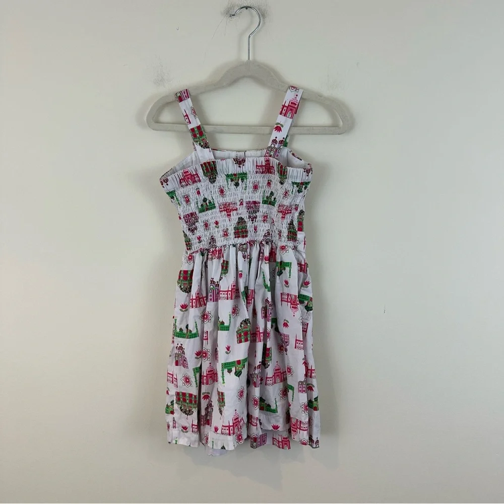 pumpkin patch White Dress with Pink & Green Architectural Motif Size 6 Girl's